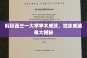 西三一大学辉煌成果大曝光，揭秘不为人知的学术巅峰