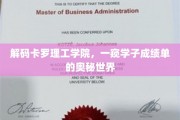 揭开卡罗理工学院学子成绩单的神秘面纱