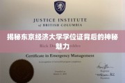 东京经济大学学位证，解锁名校光环的非凡之路