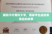 探寻千叶商科大学成绩单里的秘密世界