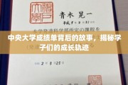 成绩单背后的青春足迹，中央大学学子成长历程大揭秘