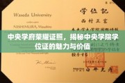 中央学府荣耀凭证，探秘学位证的非凡魅力与深远价值