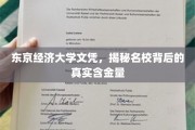 揭秘，东京经济大学文凭，名校光环下的实际价值几何？