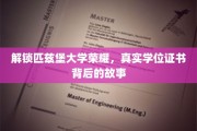 匹兹堡大学学位之谜，探寻荣耀背后的真实故事