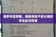 维多利亚荣耀证书，见证坚金炼火，成就非凡毕业传奇